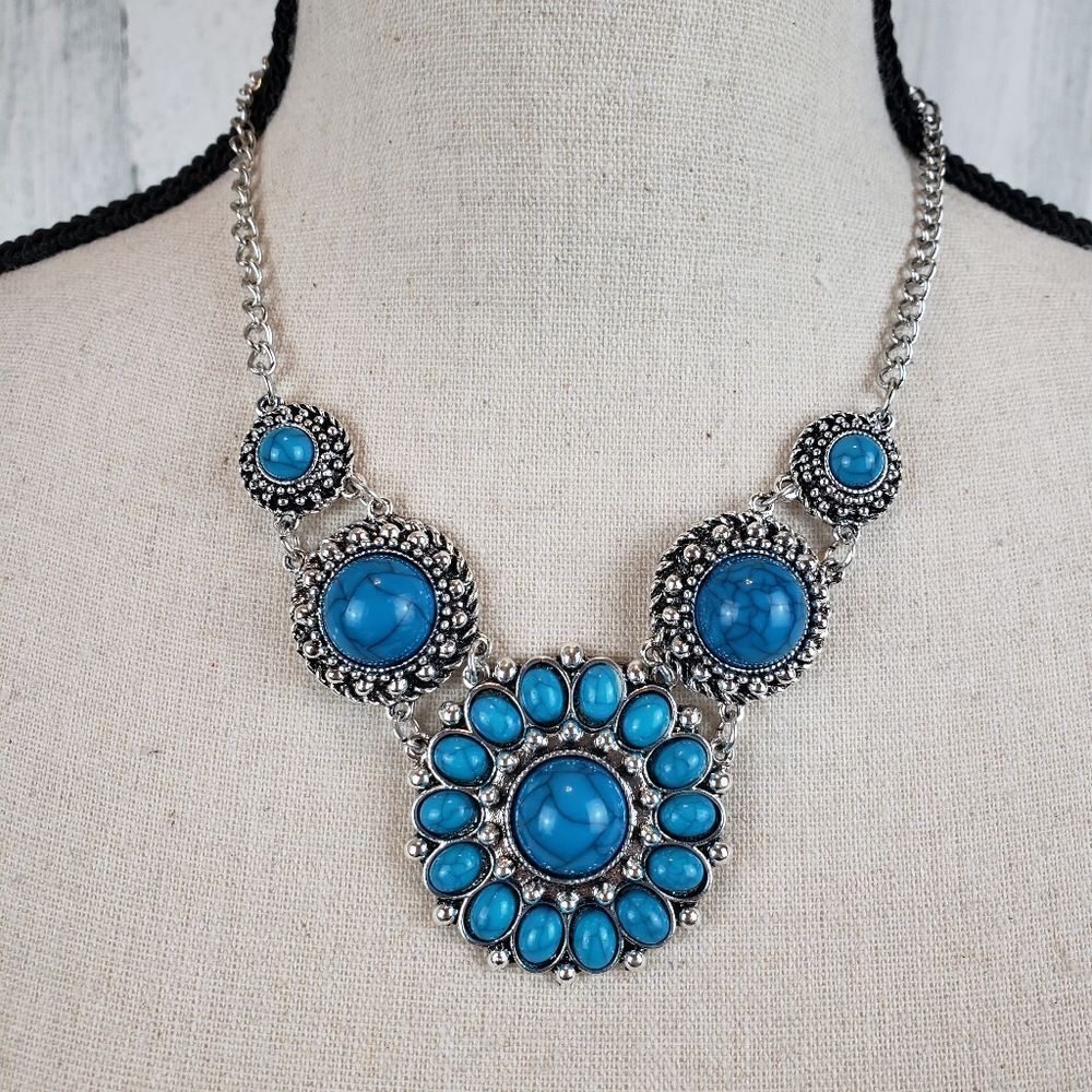 Blue Stone Statement Necklace